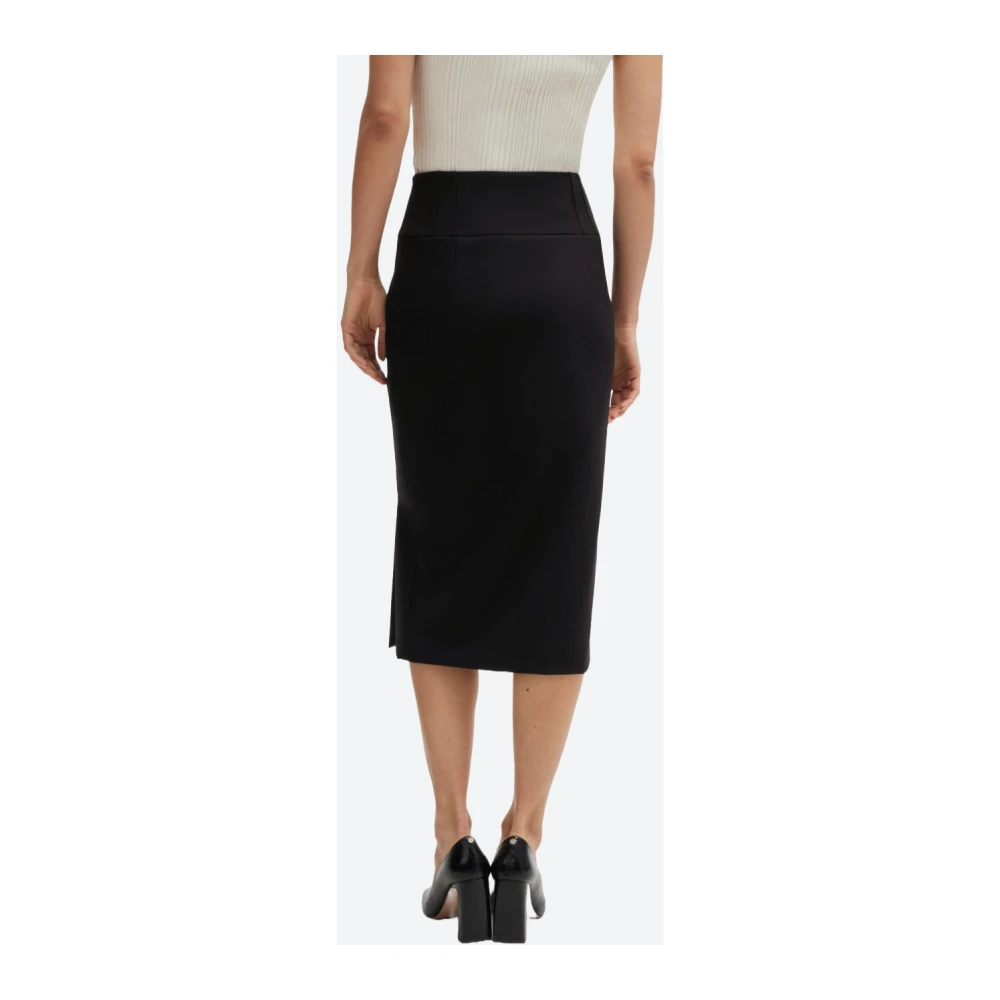 Hugo Boss Extra Slim Fit Kokerrok met Plooien Black Dames