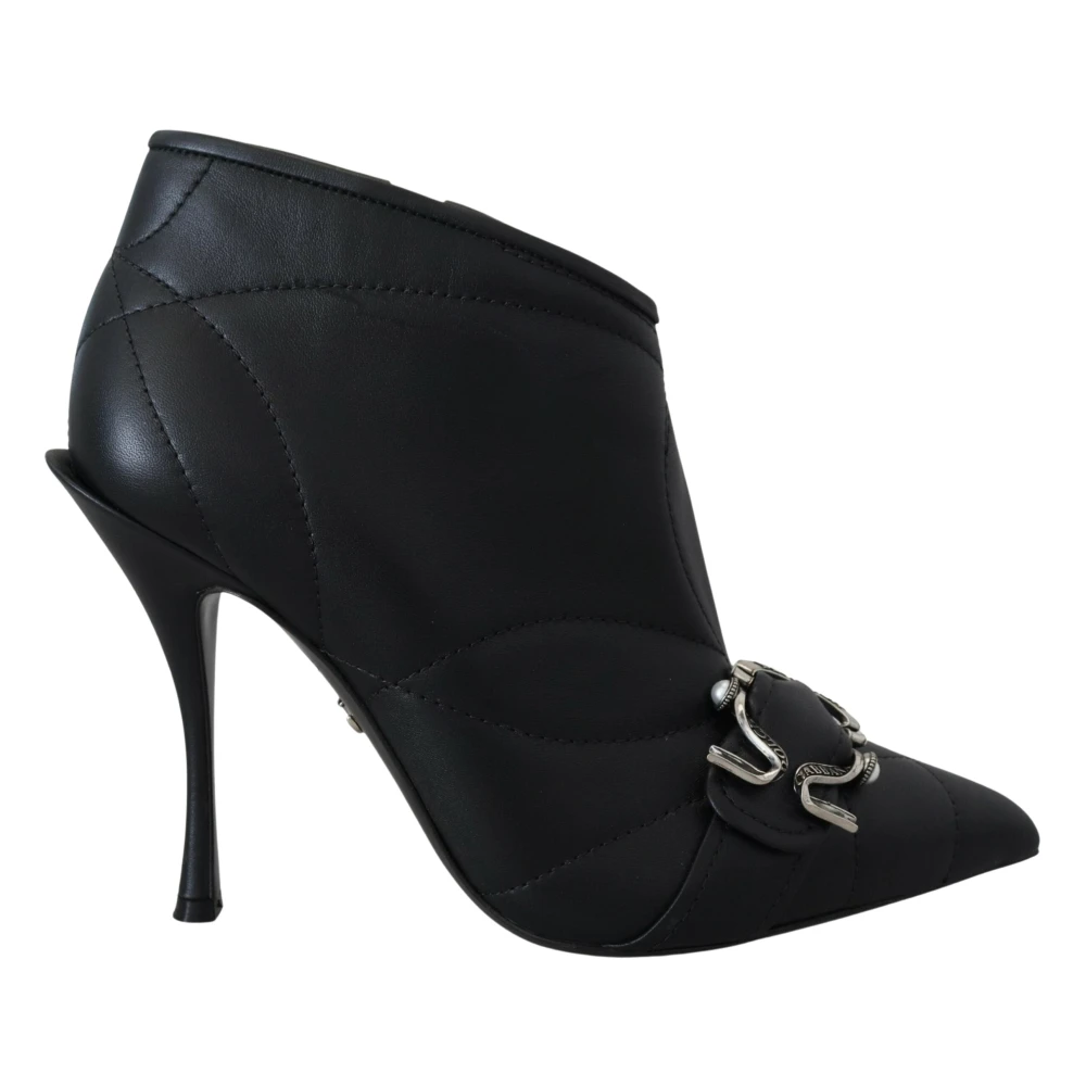 Dolce & Gabbana Zwarte Devotion Gewatteerde Gespte Enkellaarzen Schoenen Black Dames