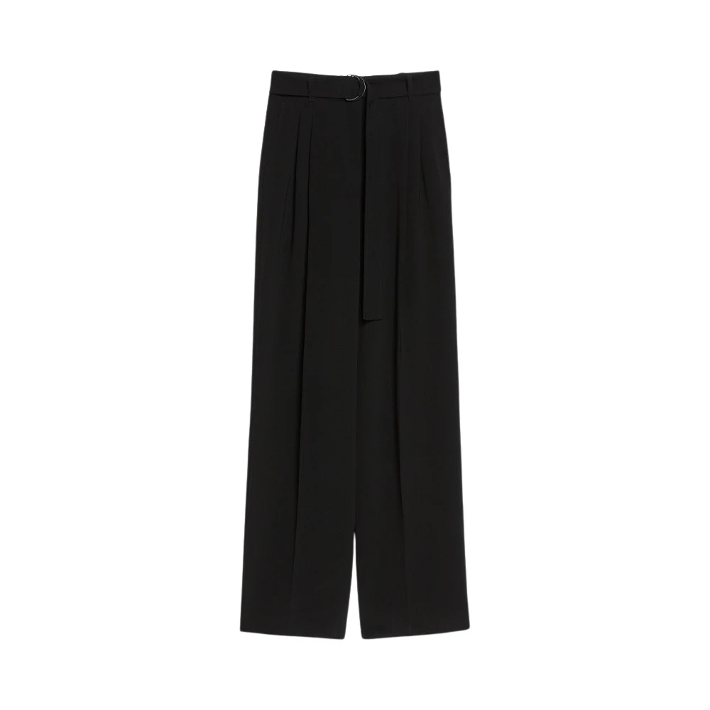 Max Mara Studio Klassieke relaxte broek met wijde pijpen Black Dames