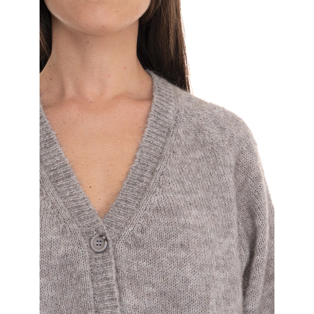 Roy Roger's Gebreide vest met knopen Mohairmix Boxmodel Beige Dames