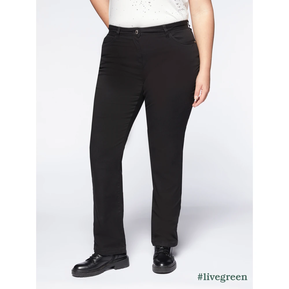 Fiorella Rubino Reguliere Hose Smeraldo Katoen Stretch Broek Black Dames