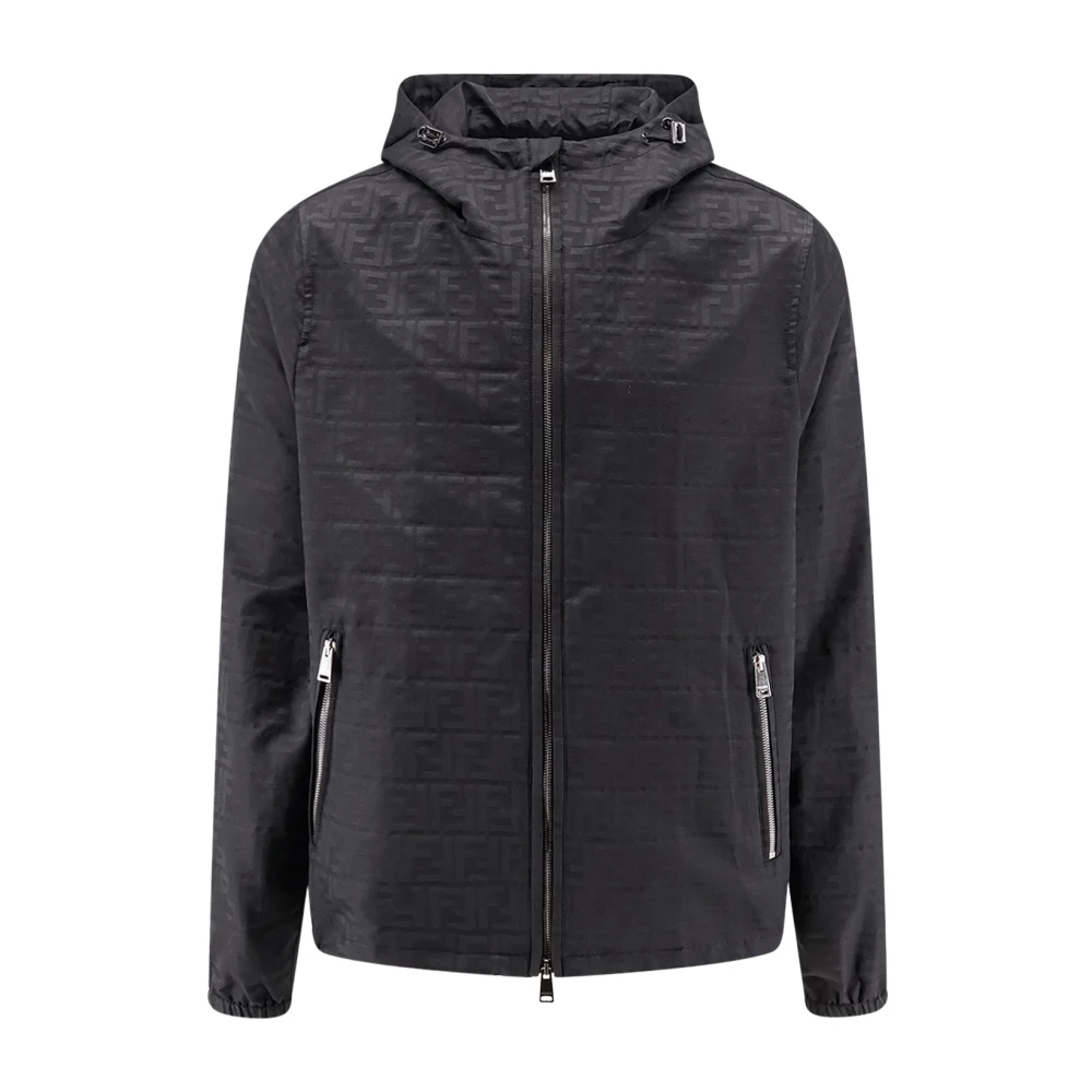 FENDI | Black FF Zucca jacquard nylon hooded blouson | male | 50 - Image 3