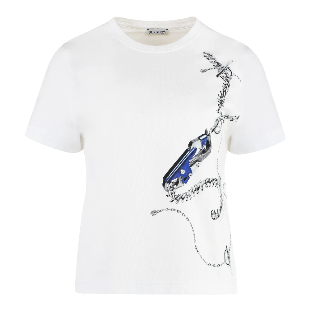 Burberry Handgeschilderde Kunst Witte T-shirts White Dames