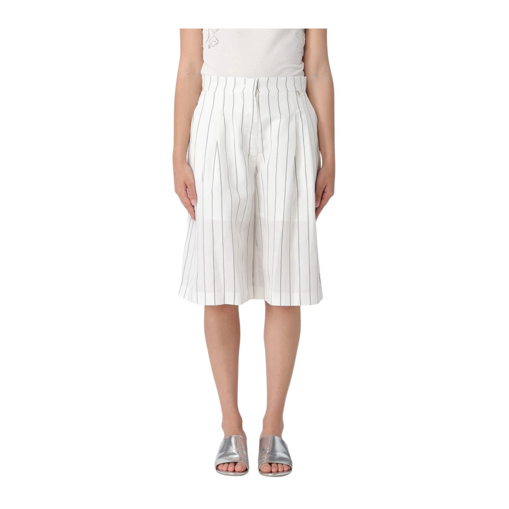 Liu Jo Femme Blanc - Bermuda En Mélange De Lin - Shorts - Taille: 42 Fr