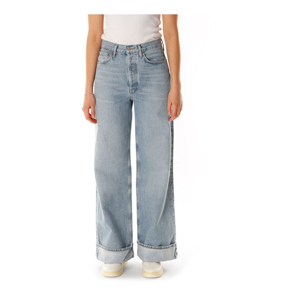Agolde Women's Blue Wide Jeans, W30, Dame High-Rise Wide-Leg Jeans