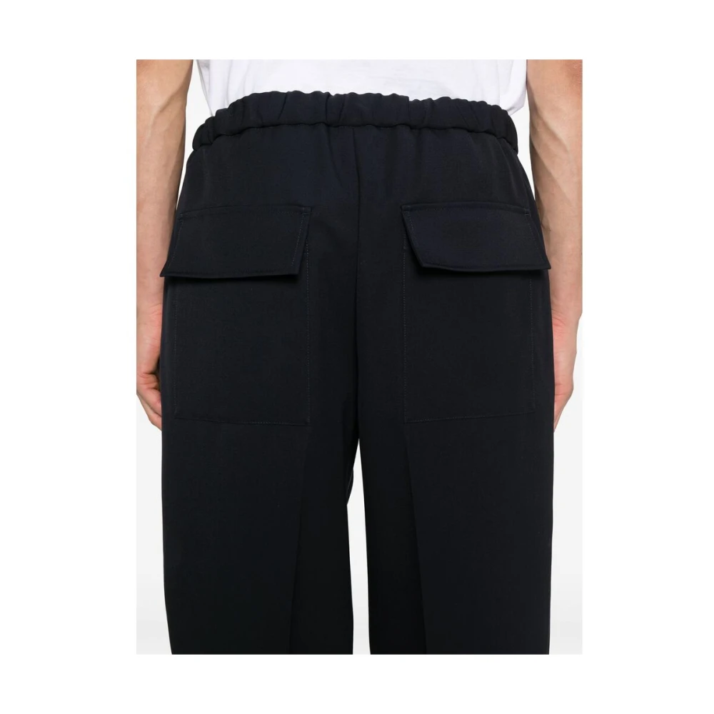 Jil Sander Navy Blue Elastische Taille Broek Blue Heren