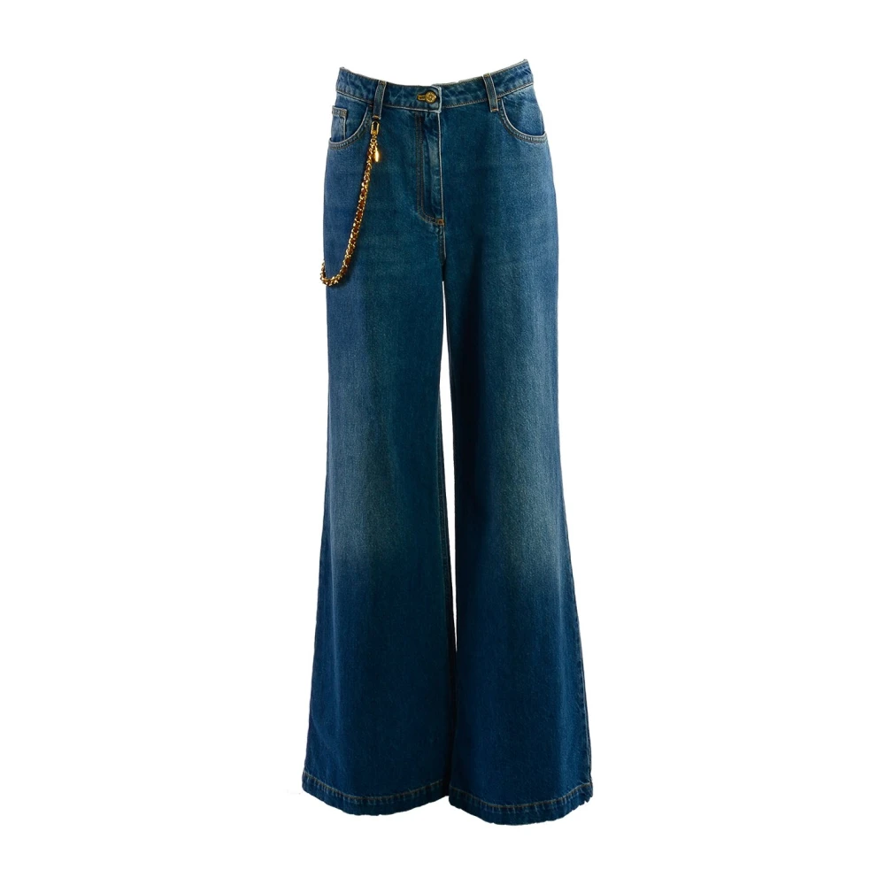 Elisabetta Franchi Metalen Ketting Jeans Blue Dames