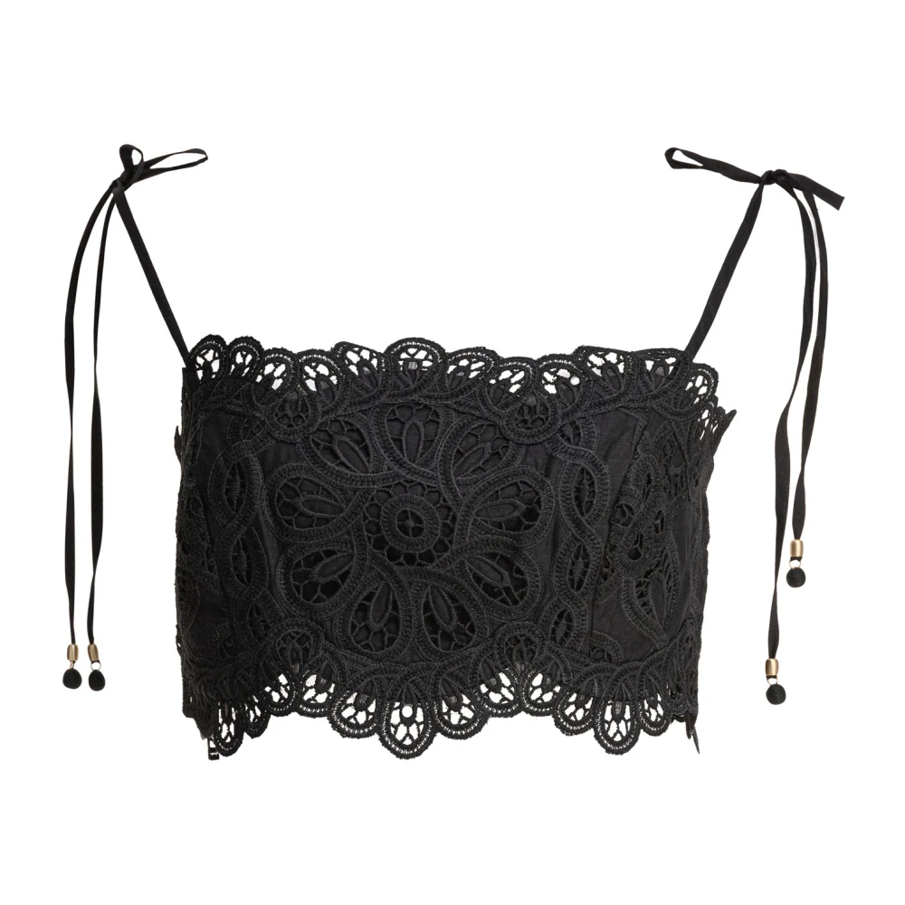 Zimmermann Women's Black Embroidered Topwear Aw25