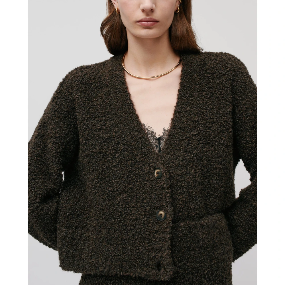 IVY OAK Zachte Bouclé V-Hals Vest Brown Dames