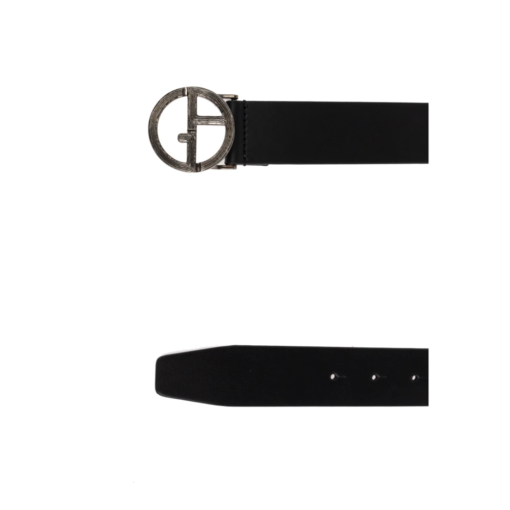 Giorgio Armani Leren riem Black Heren