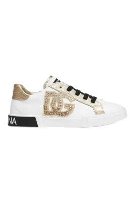 Låg Topp Vit/Guld Sneaker