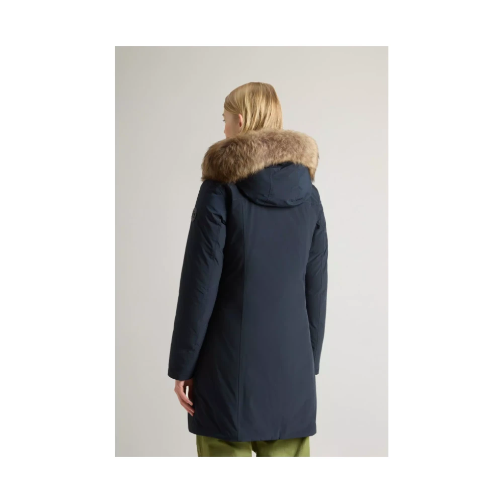 Woolrich Moderne Parka met Afneembare Capuchon Blue Dames