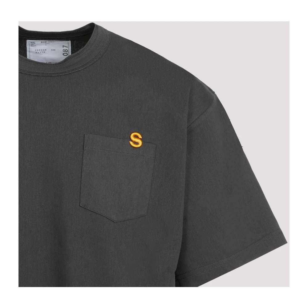 Sacai Grijze Katoenen T-shirt met Monogram Gray Heren
