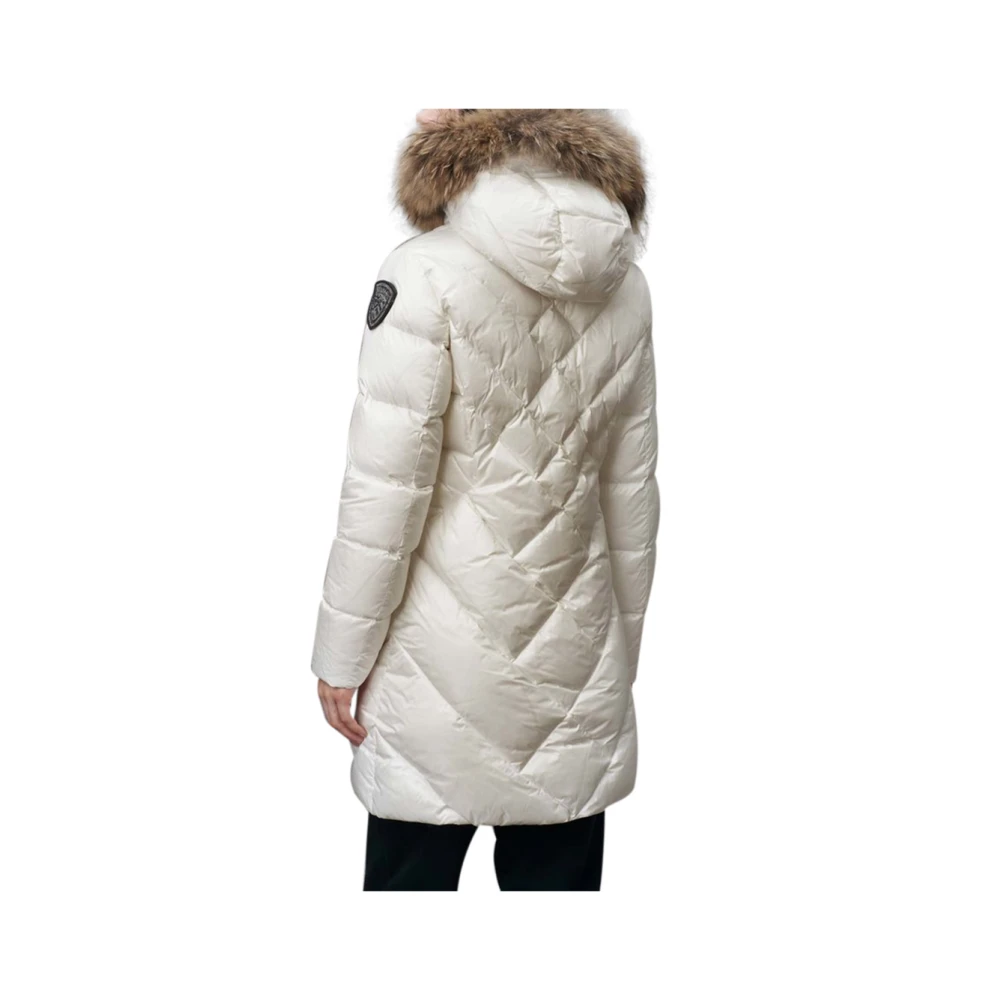 Blauer Witte Modieuze Jas met Elegante Details White Dames