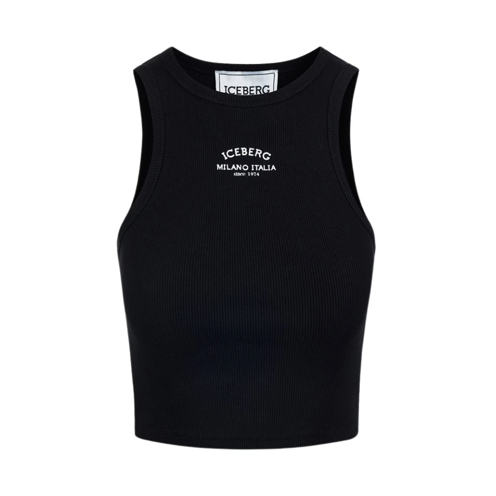 Iceberg Logo Crop Top Black Dames