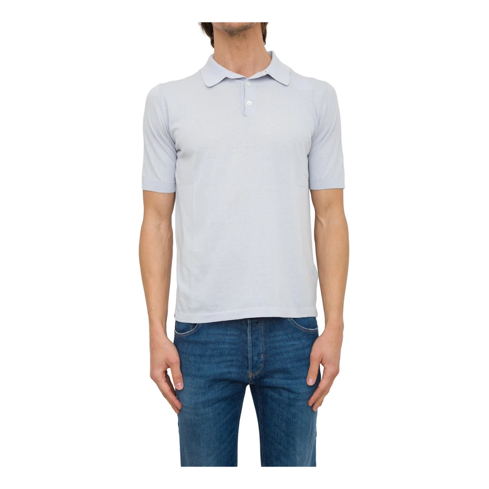 Eleventy Uomo Blu Polo Azzurro A Maniche Corte