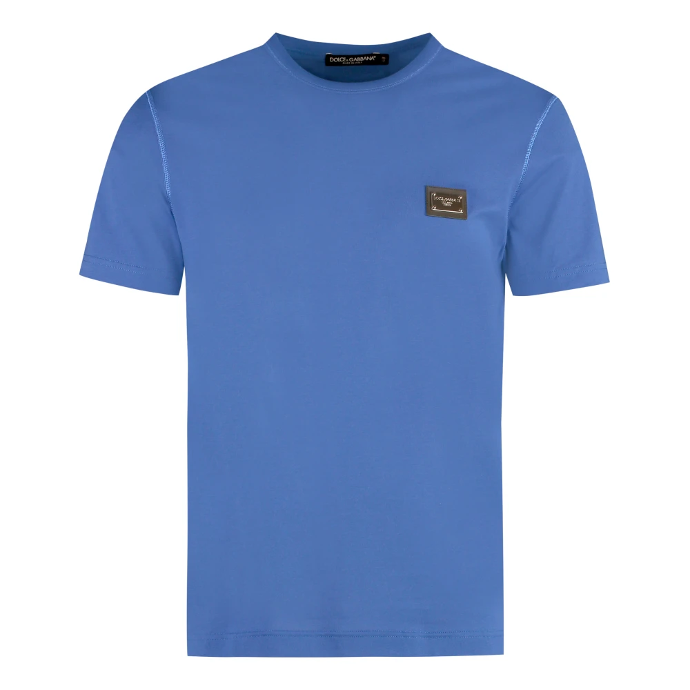 Dolce & Gabbana Men's Blue T-Shirts, M, Cotton Crew-Neck T-Shirt