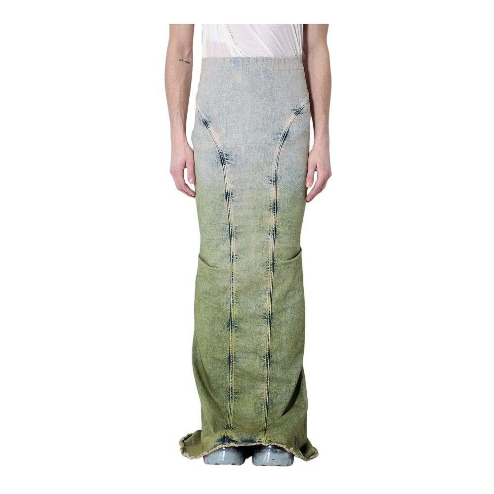 Moncler Green Denim Skirts, Female, 2XS, Distressed Maxi Skirt