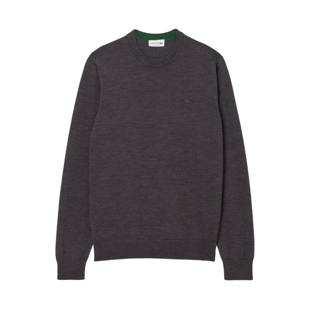Lacoste Men's Gray Round-Neck Knitwear, Xl, Minimalist Anthracite Sweatshirt Aw25