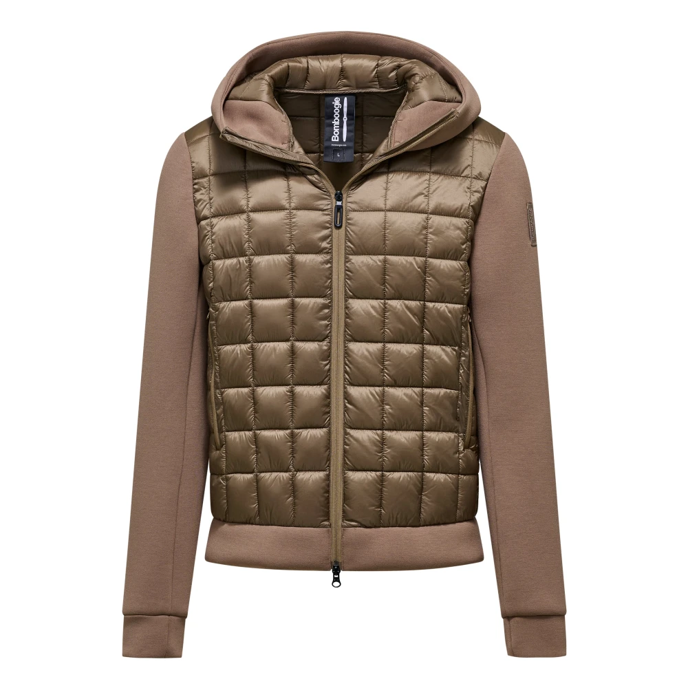 Bomboogie Herr Brun Jackor L, Polyester, Kort Jacka I Två Material Med Huva