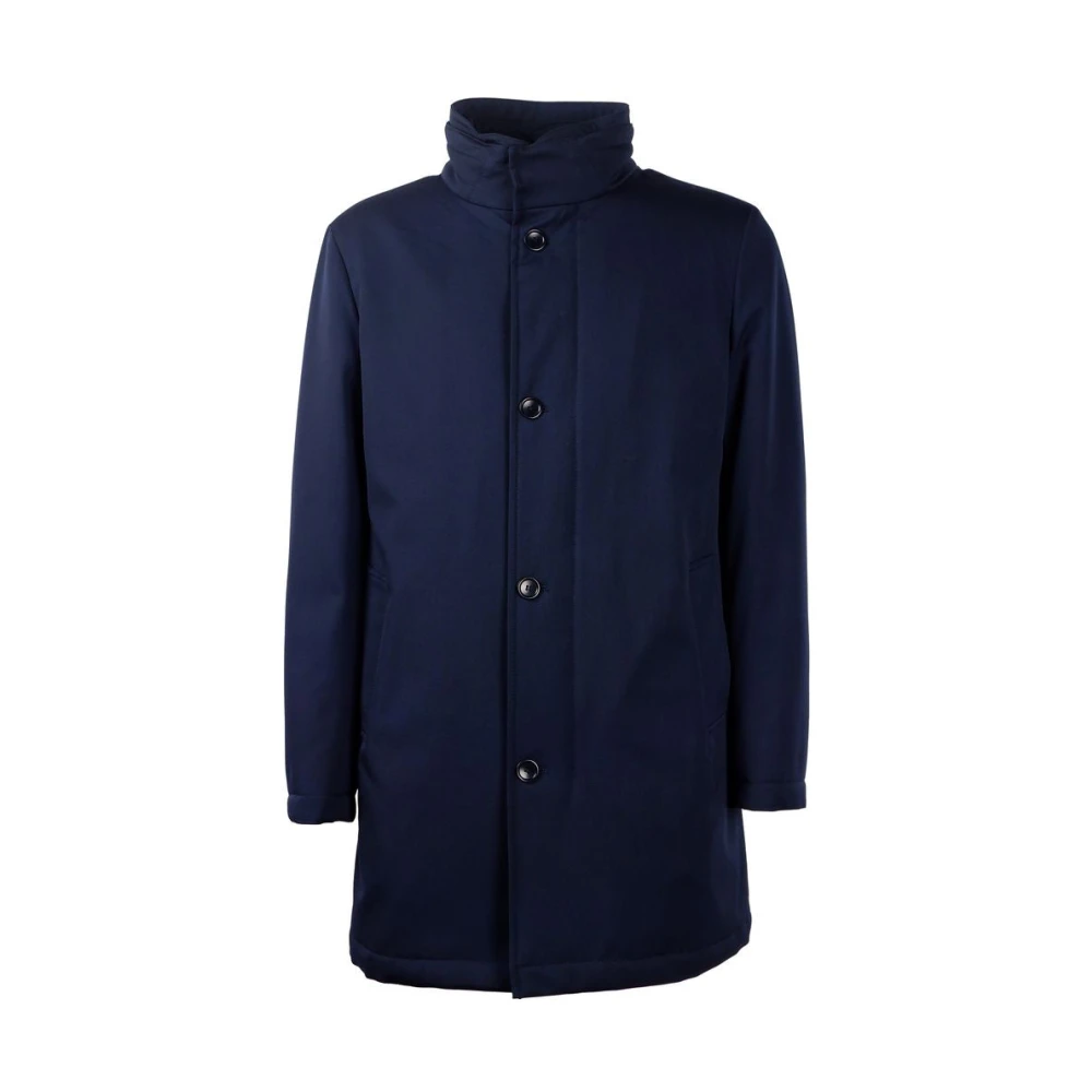 Made in Italia Blauwe wollen jas met stormsysteem Blue Heren