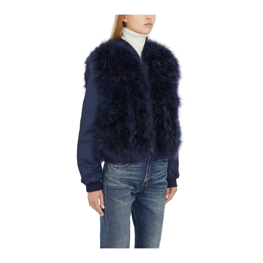 Giorgio Brato Veren Body Bomberjas in Nylon Blue Dames