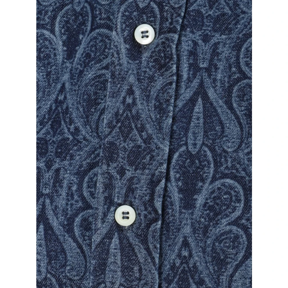 BRUNELLO CUCINELLI Blauw Paisley Print Overhemd Blue Heren