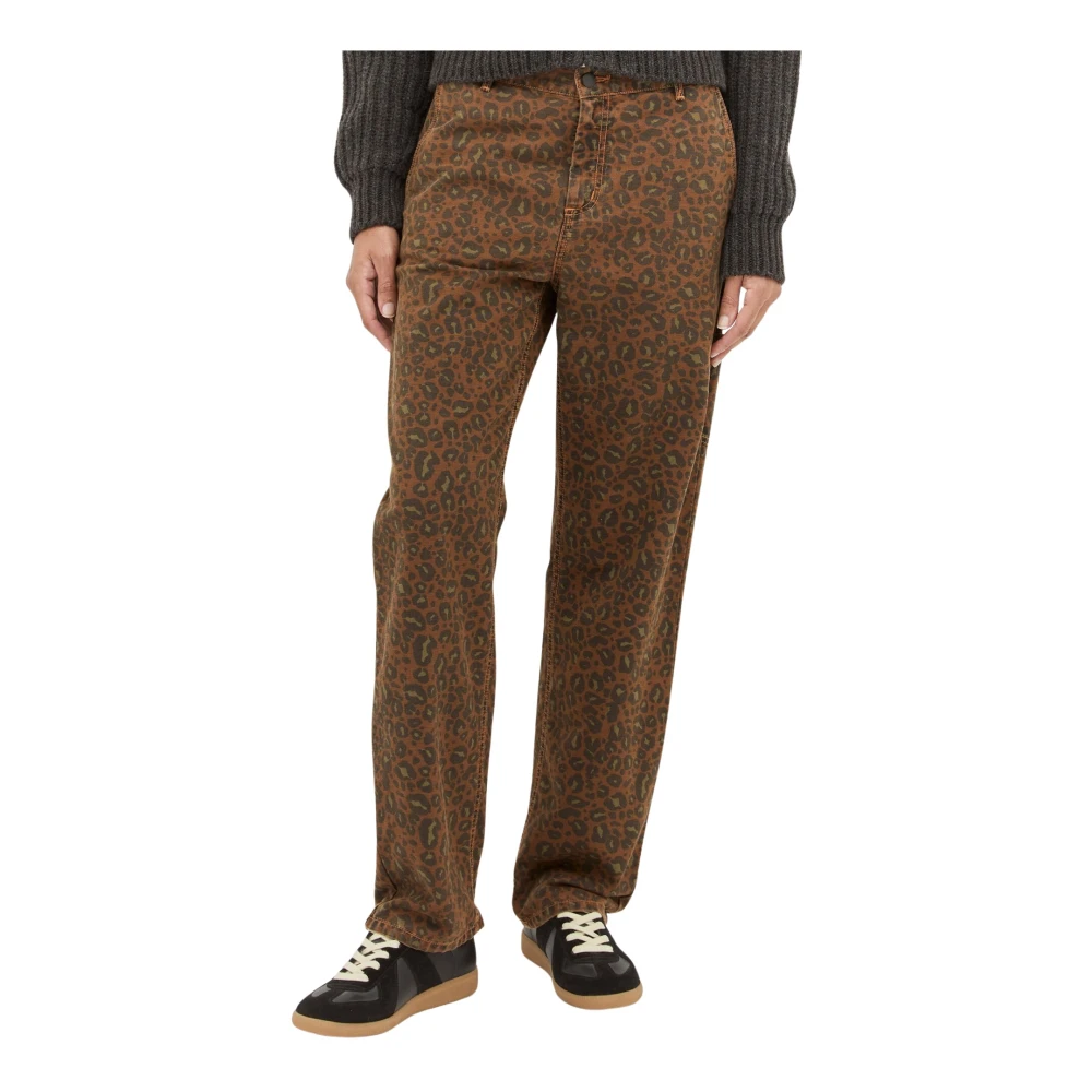 Carhartt WIP Broek met luipaardprint en Carpenter Loop Brown Dames