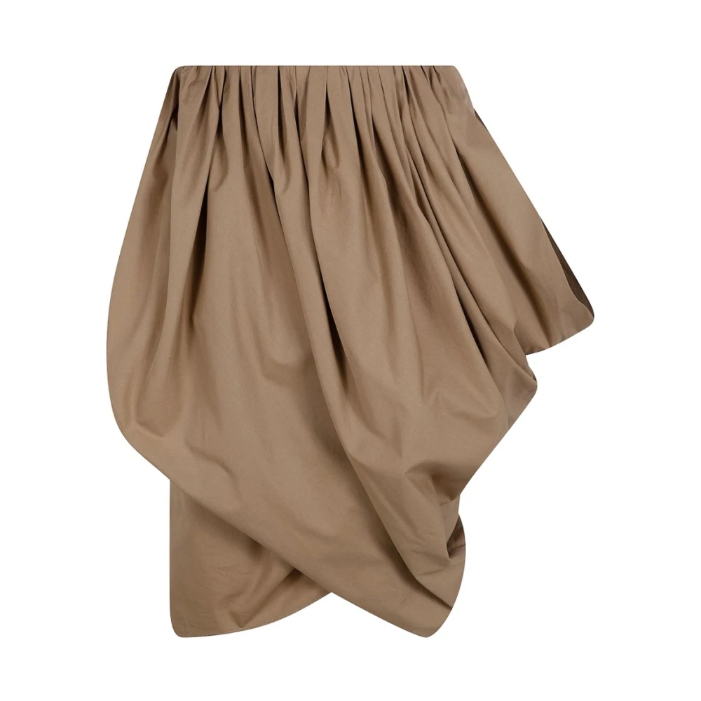Chloé Women's Brown Short Skirts, S, Draped Asymmetric Midi Skirt