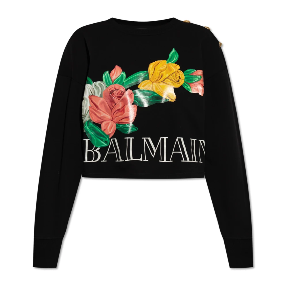 Balmain Vintage sweatshirt met rozenprint Black Dames