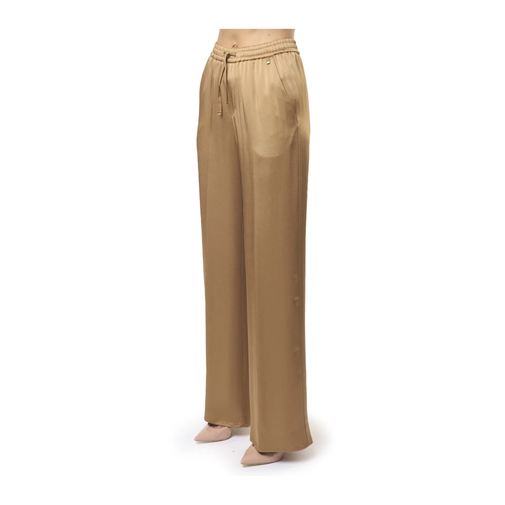 Herno Casual Satin Wide Leg Trousers Brown Dames