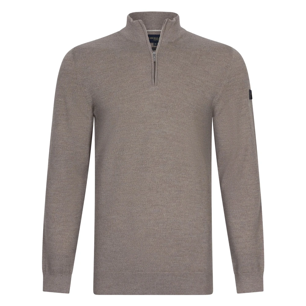 Cavallaro Merino Half Zip Pullover Trui Zand Brown Heren