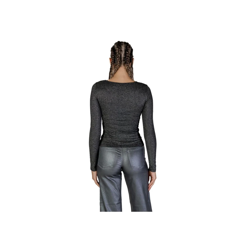 Vero Moda Zwart Glitter Geribbelde Longsleeve Top Black Dames