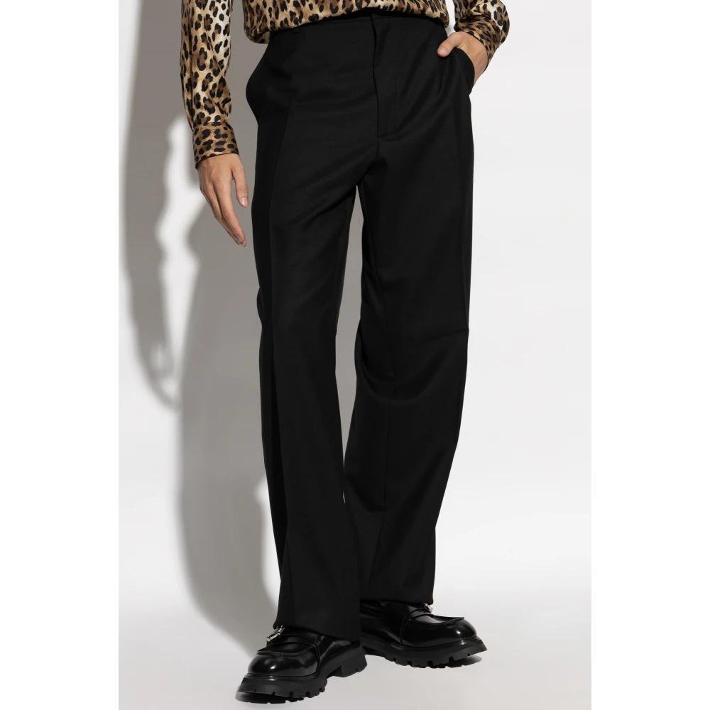 Moschino Wollen broek met vouw Black Heren