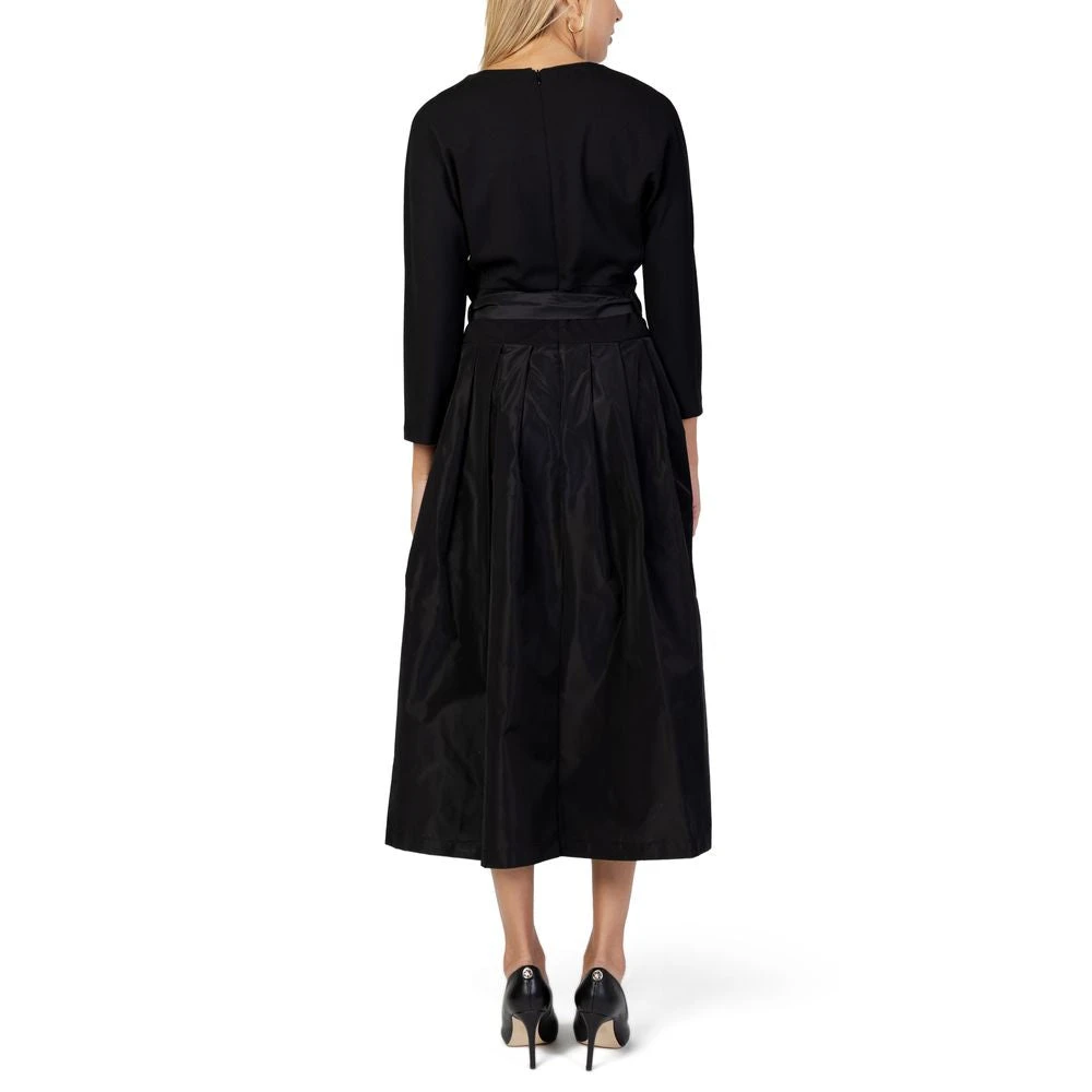 Sandro Ferrone Zwart Polyester Lang Jurk Black Dames