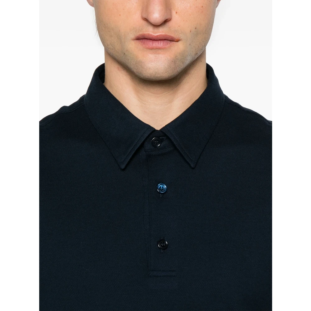 Brioni Katoenen poloshirt met Piqué Design Blue Heren