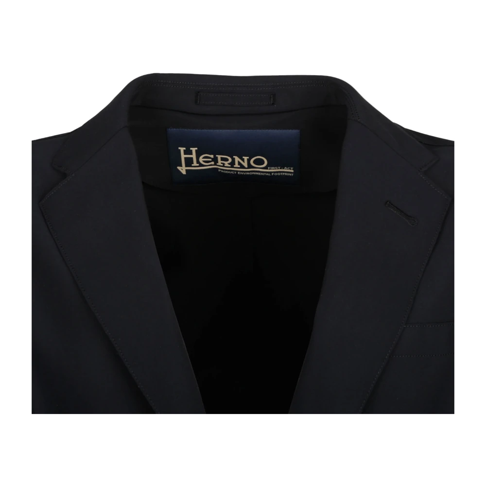 Herno Zwarte Blazer met Reverskraag Black Heren