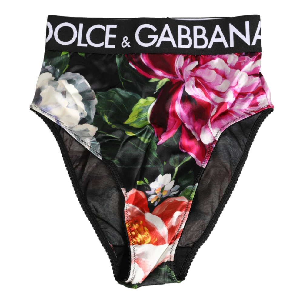 Dolce & Gabbana Women's Black Floral Print High Waist Panty