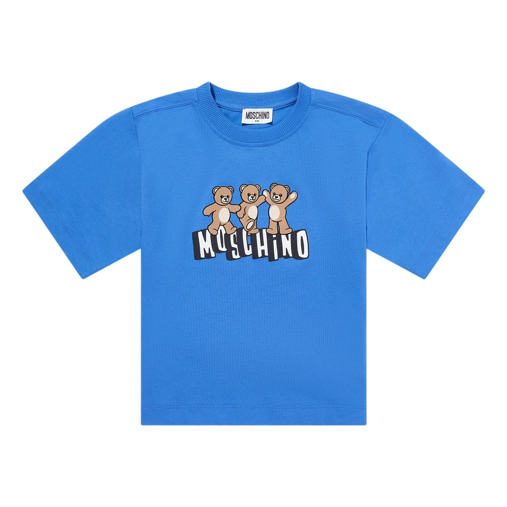 Moschino Blue Teddy Bear Logo T-Shirt - Unisex - Kids Short Sleeve T-Shirts - 6 Y - Kids
