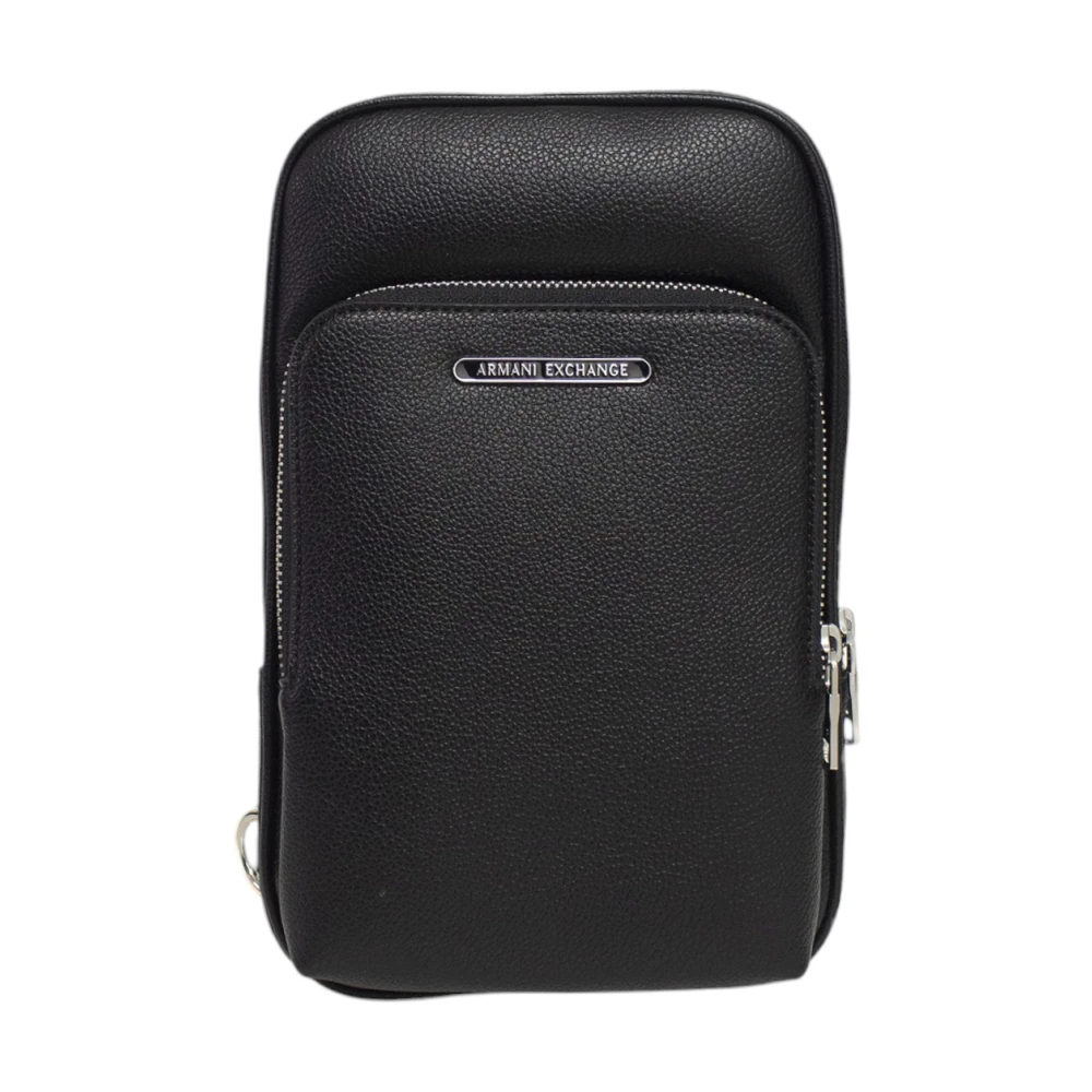Armani Exchange Men's Black Cross Body Bags, One Size, Eco-Leather Crossbody Bag
