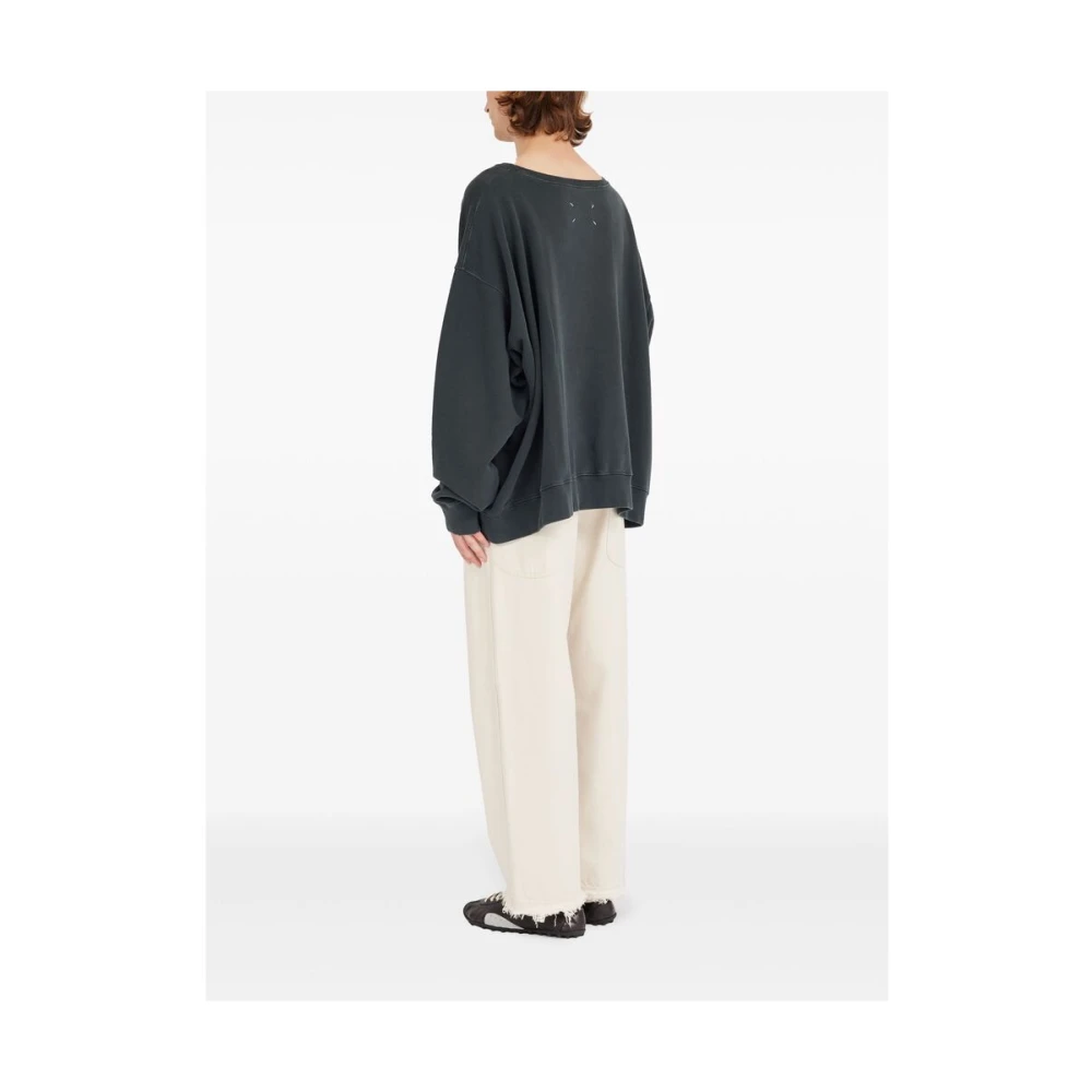 Maison Margiela Zwarte Katoenen Ronde Hals Sweatshirt Black Heren
