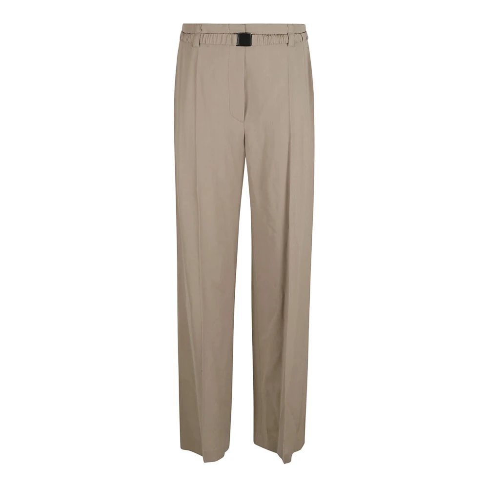 BRUNELLO CUCINELLI Beige Fluid Wool Straight Leg Broek Beige Dames