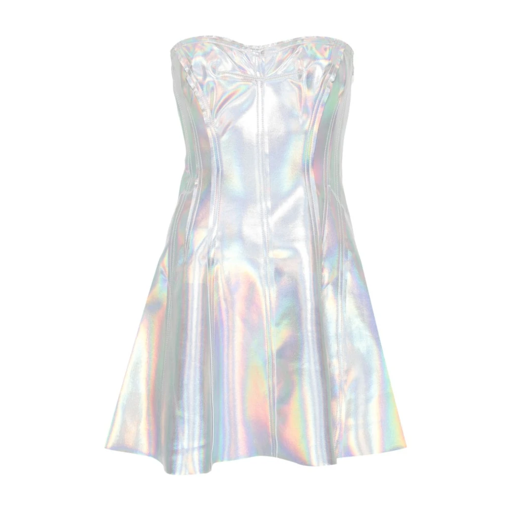 Norma Kamali Zilveren Holografische Mini Jurk White Dames