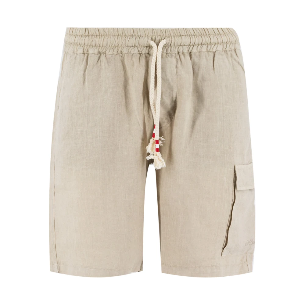 MC2 Saint Barth Linnen Trekkoord Bermuda Shorts Beige Heren