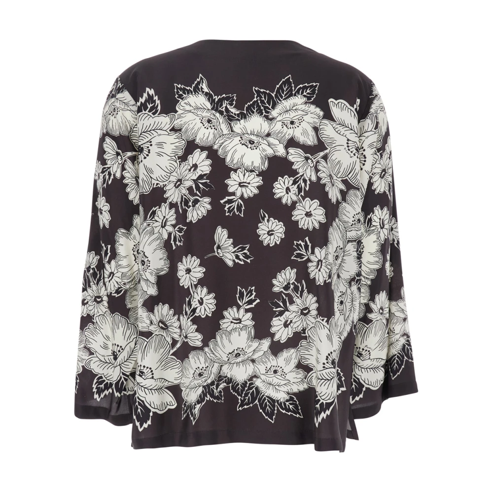 P.a.r.o.s.h. Bloemen Zijden V-Hals Blouse Bruin Multicolor Dames