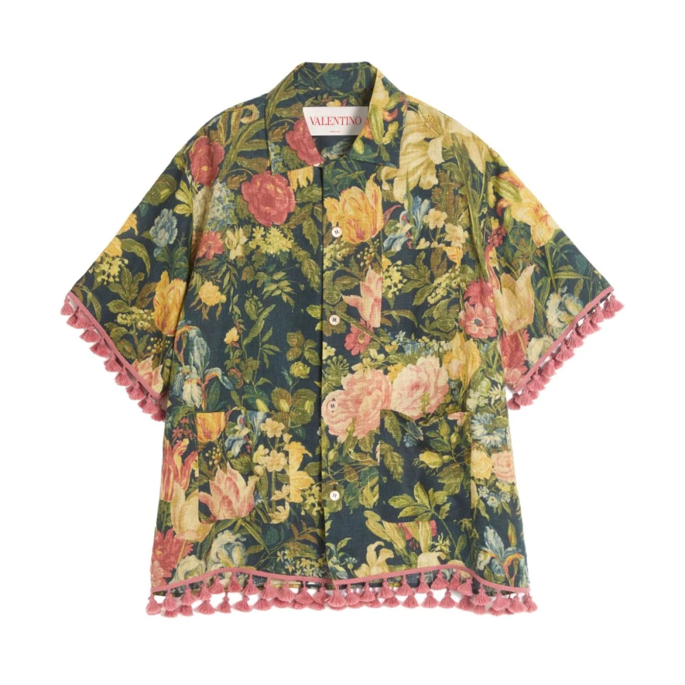 Valentino Bloemenprint Linnen Overhemd Multicolor Heren