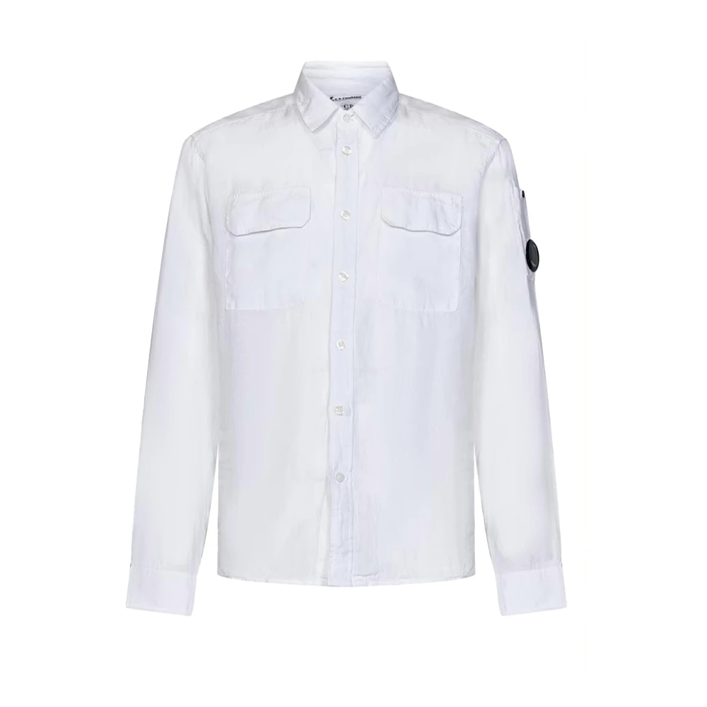 C.P. Company Wit Linnen Overhemd met Lens Detail White Heren