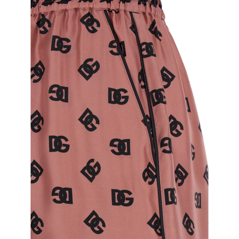 Dolce & Gabbana Roze Zijden Bermuda Shorts met DG Logo Pink Dames