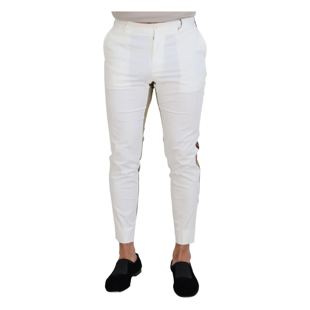 Dolce & Gabbana Men's White Slim Fit Chino Trousers - Slim-Fit Trousers - M - Trousers