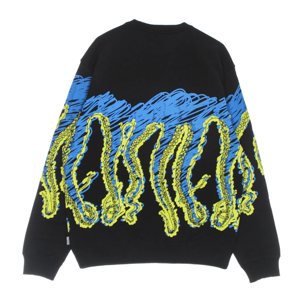Octopus Zwarte Lichtgewicht Crewneck Sweatshirt met Logo Multicolor Heren
